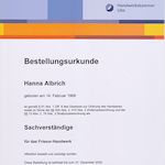 Hanna Mariam Albrich, Vereidigte Sachverständige Friseurhandwerk